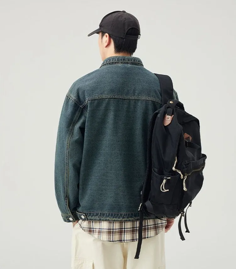 Men’s Relaxed-Fit Trucker Jacket with Flap Pocket