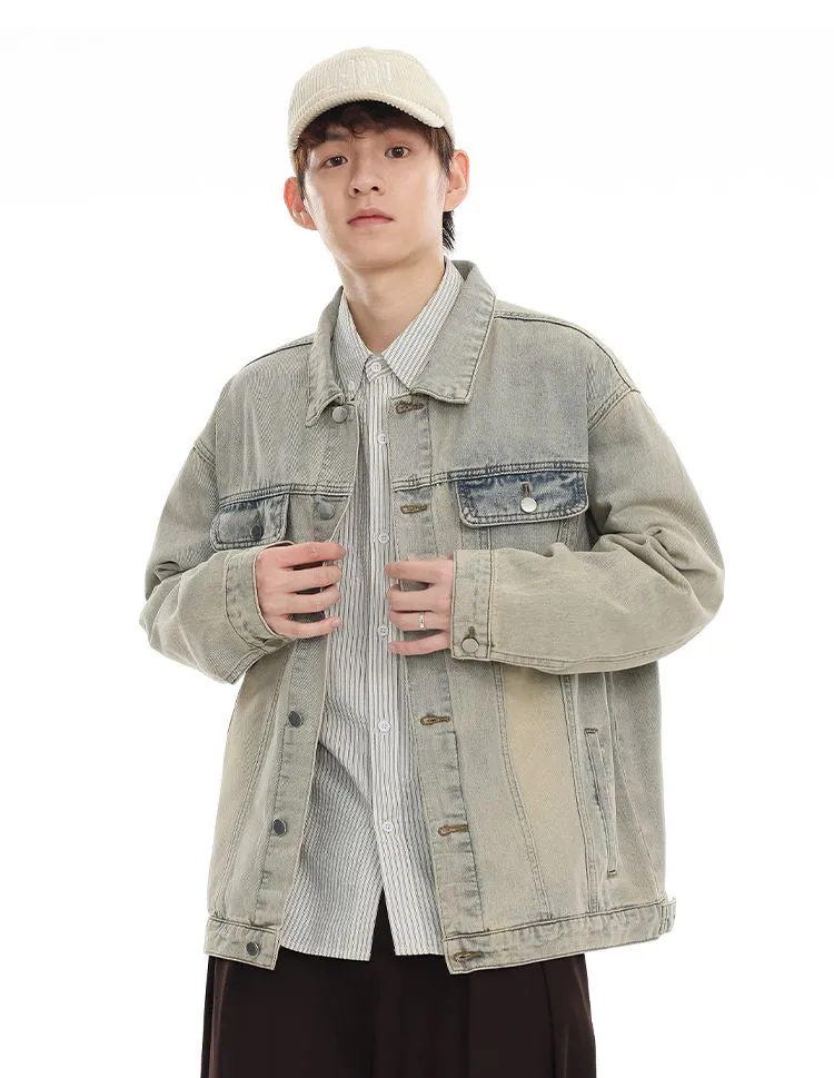 Men’s Relaxed-Fit Trucker Jacket with Flap Pocket