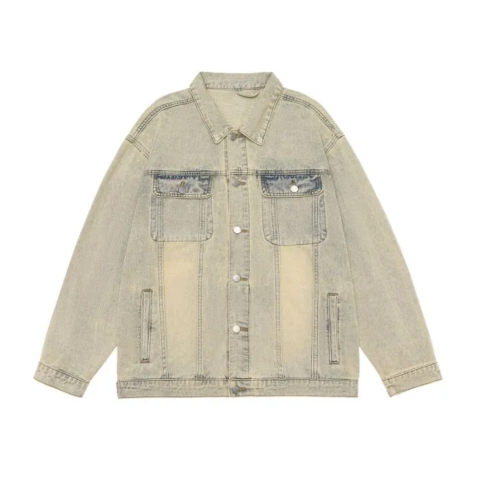 Men’s Relaxed-Fit Trucker Jacket with Flap Pocket