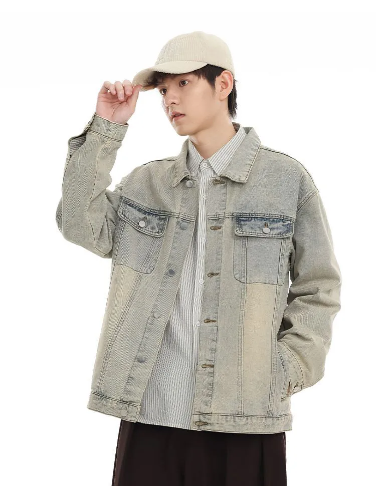 Men’s Relaxed-Fit Trucker Jacket with Flap Pocket
