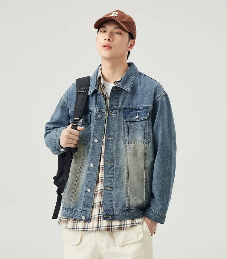 Men’s Relaxed-Fit Trucker Jacket with Flap Pocket