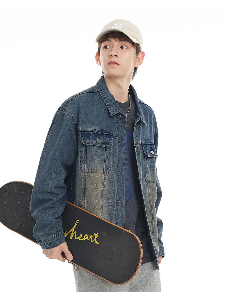Men’s Relaxed-Fit Trucker Jacket with Flap Pocket