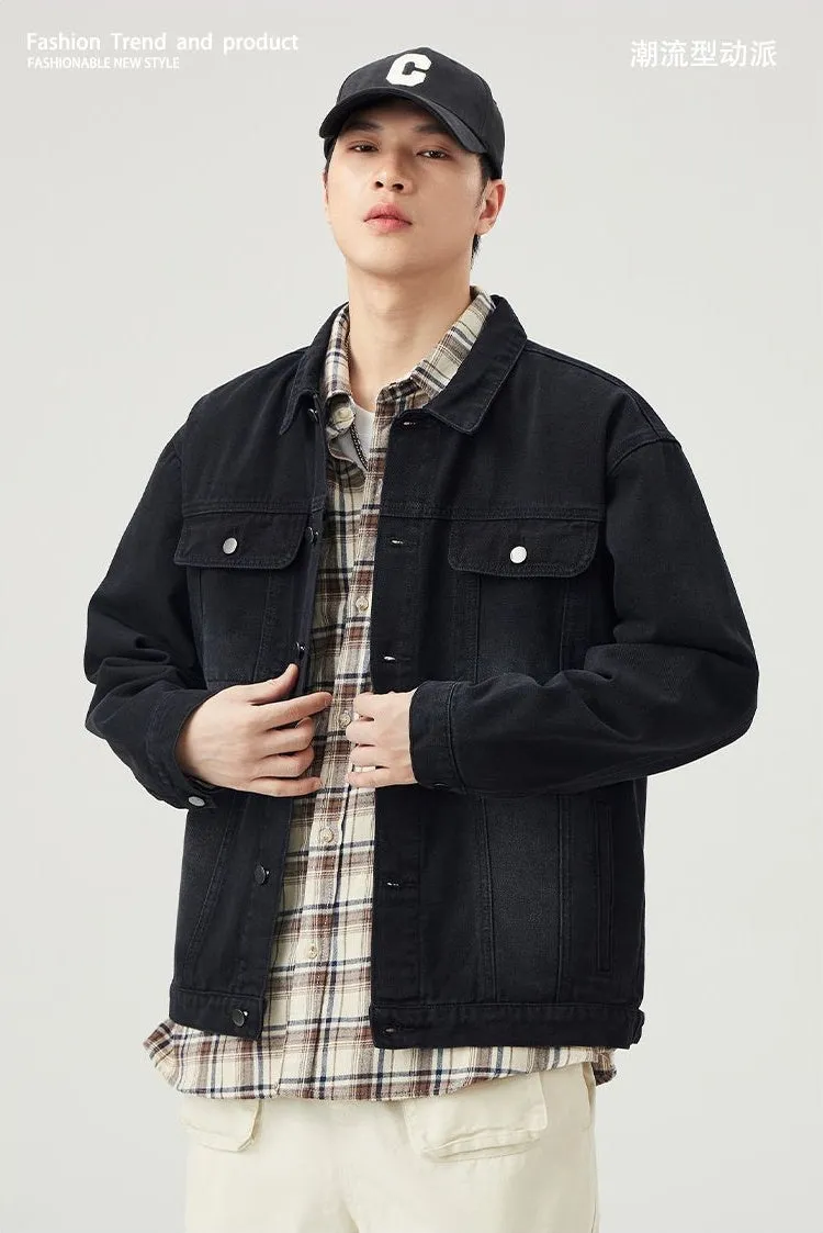 Men’s Relaxed-Fit Trucker Jacket with Flap Pocket