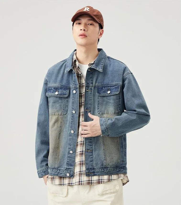 Men’s Relaxed-Fit Trucker Jacket with Flap Pocket