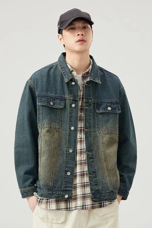 Men’s Relaxed-Fit Trucker Jacket with Flap Pocket