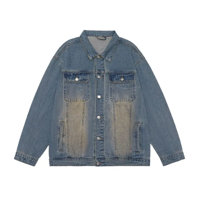 Men’s Relaxed-Fit Trucker Jacket with Flap Pocket