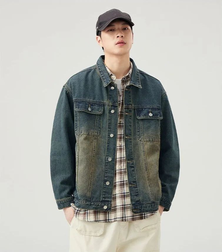 Men’s Relaxed-Fit Trucker Jacket with Flap Pocket