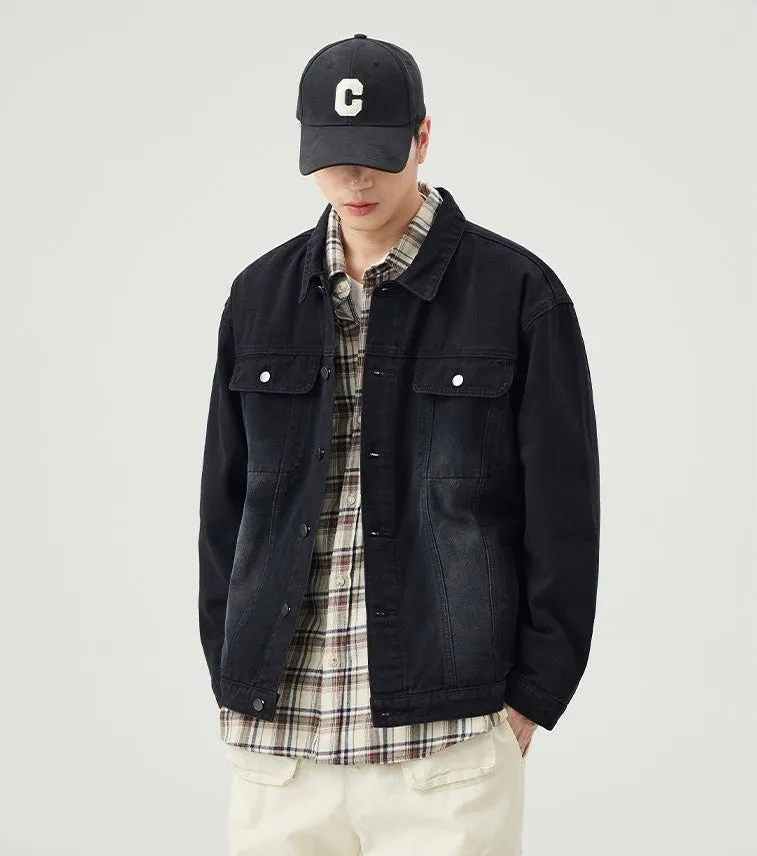 Men’s Relaxed-Fit Trucker Jacket with Flap Pocket