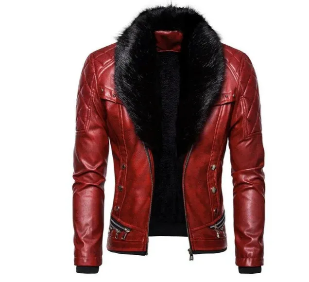 Men's Removable-Collar Leather Jacket - Ganda