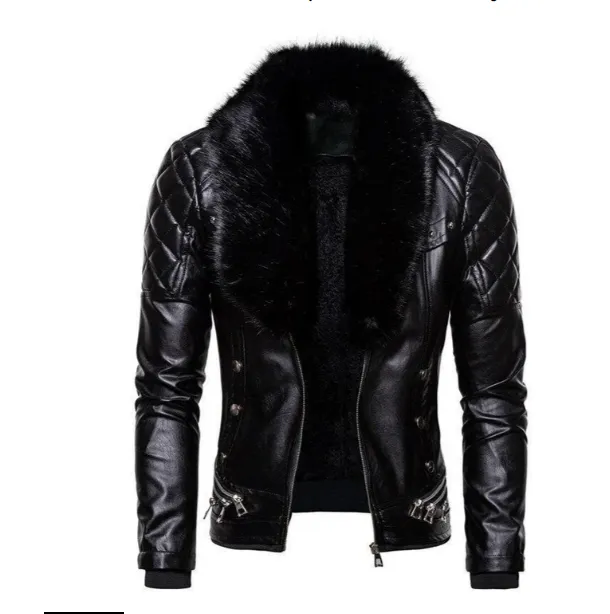 Men's Removable-Collar Leather Jacket - Ganda