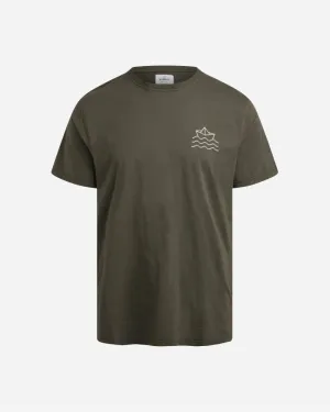 Mens Small Boat And Waves Tee - Olive