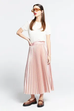Metallic Sunray Pleated Skirt Pink