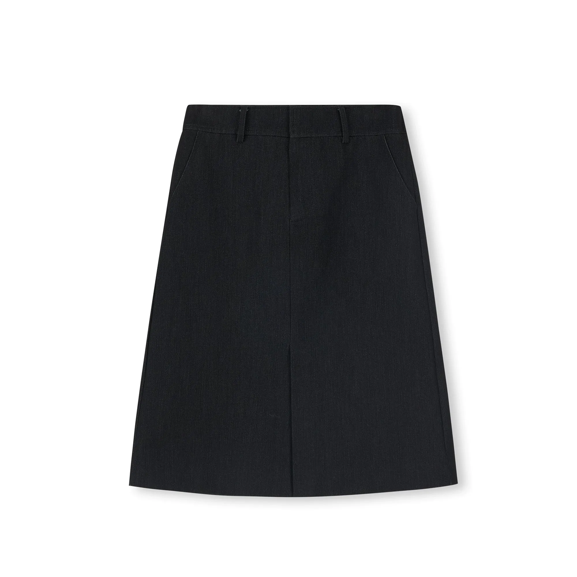 Mid-Waist Black Slit Skirt