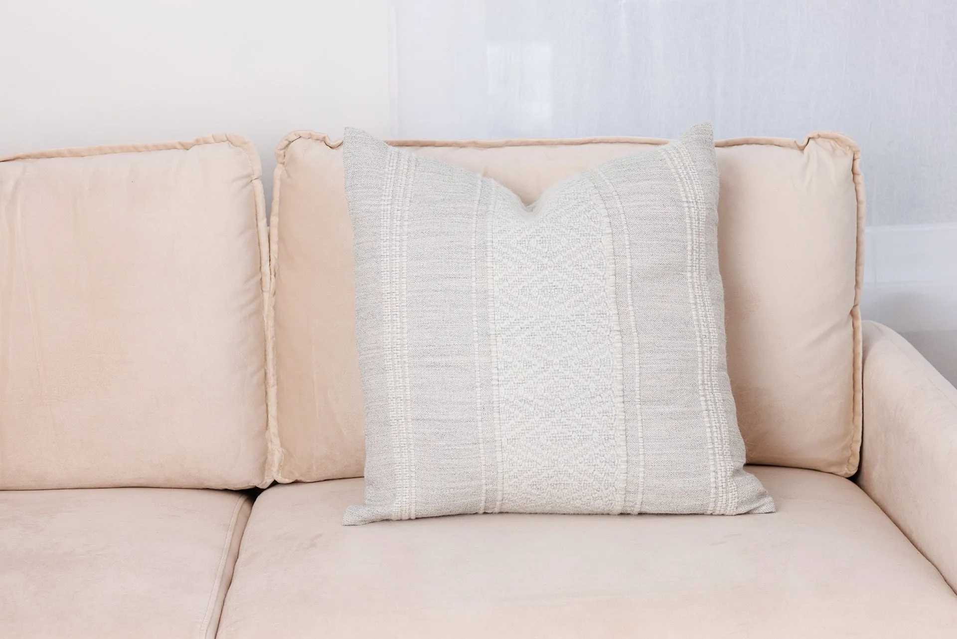 Miska Collection - Handloomed Alpaca Pillow - Gray & Ivory Cloudhaven