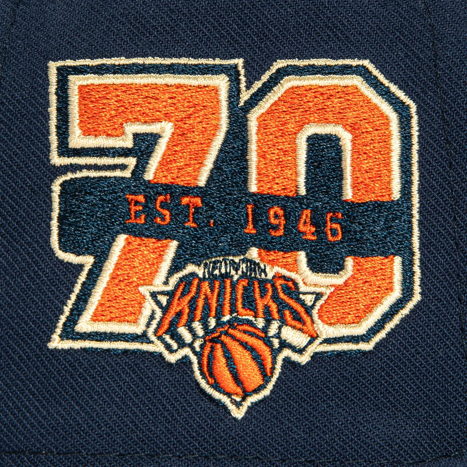 Mitchell & Ness New York Knicks 70th Anniversary Patch Hat - Navy
