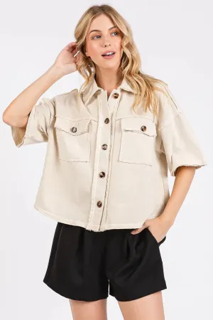 Mittoshop Mineral Wash Boxy Short Sleeve Button Down Shirt