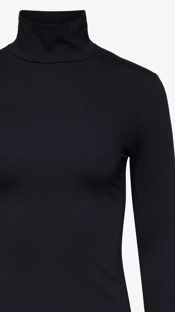 Mock Neck Long Sleeve Top - Black