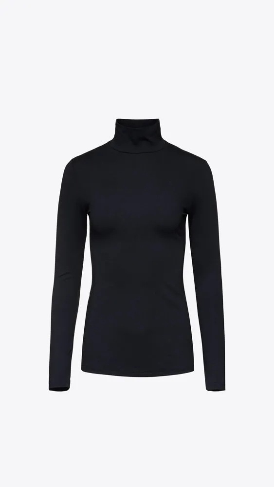 Mock Neck Long Sleeve Top - Black