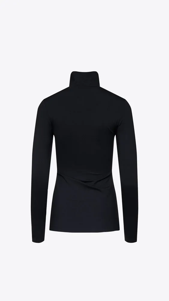Mock Neck Long Sleeve Top - Black