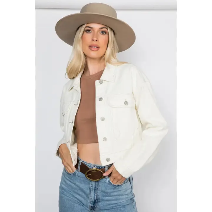Murphy Crop White Jean Jacket