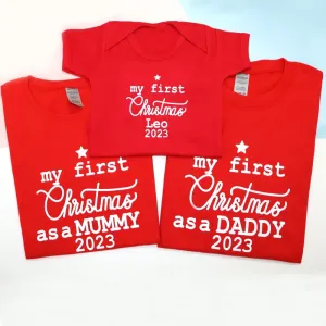 My first Christmas as Mummy My First Christmas As Daddy Matching Family T-shirts