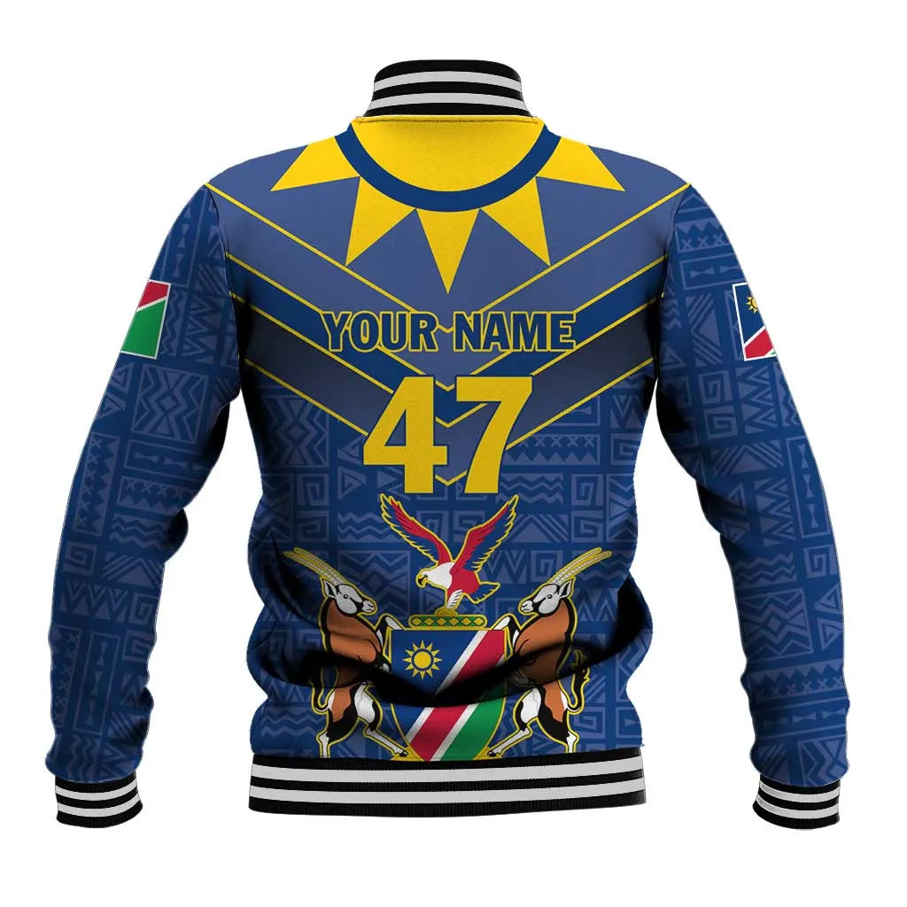 Namibia Yellow Sun Baseball Jacket Sporty Style with Traditional Patterns TS04