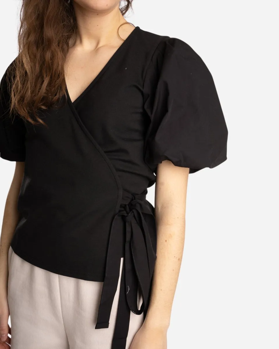 Nema Wrap Blouse - Black