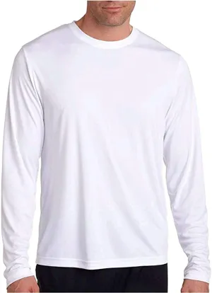 New Hanes Cool DRI® Performance Men`s Long-Sleeve T-Shirt, White, 50  UPF rating for excellent UV protection! Sz 2X!