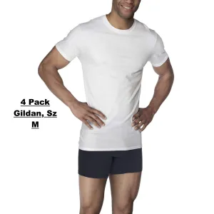 New Set of 4 Gildan Mens Crew T-Shirts W Cool Spire, White, Sz Medium!