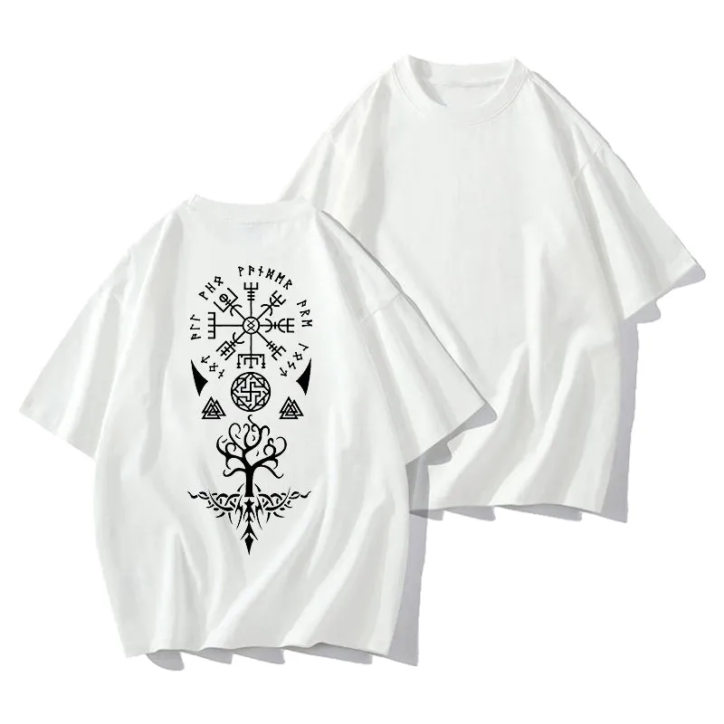Nordic Symbols Viking Runes and Valknut Print T-Shirt
