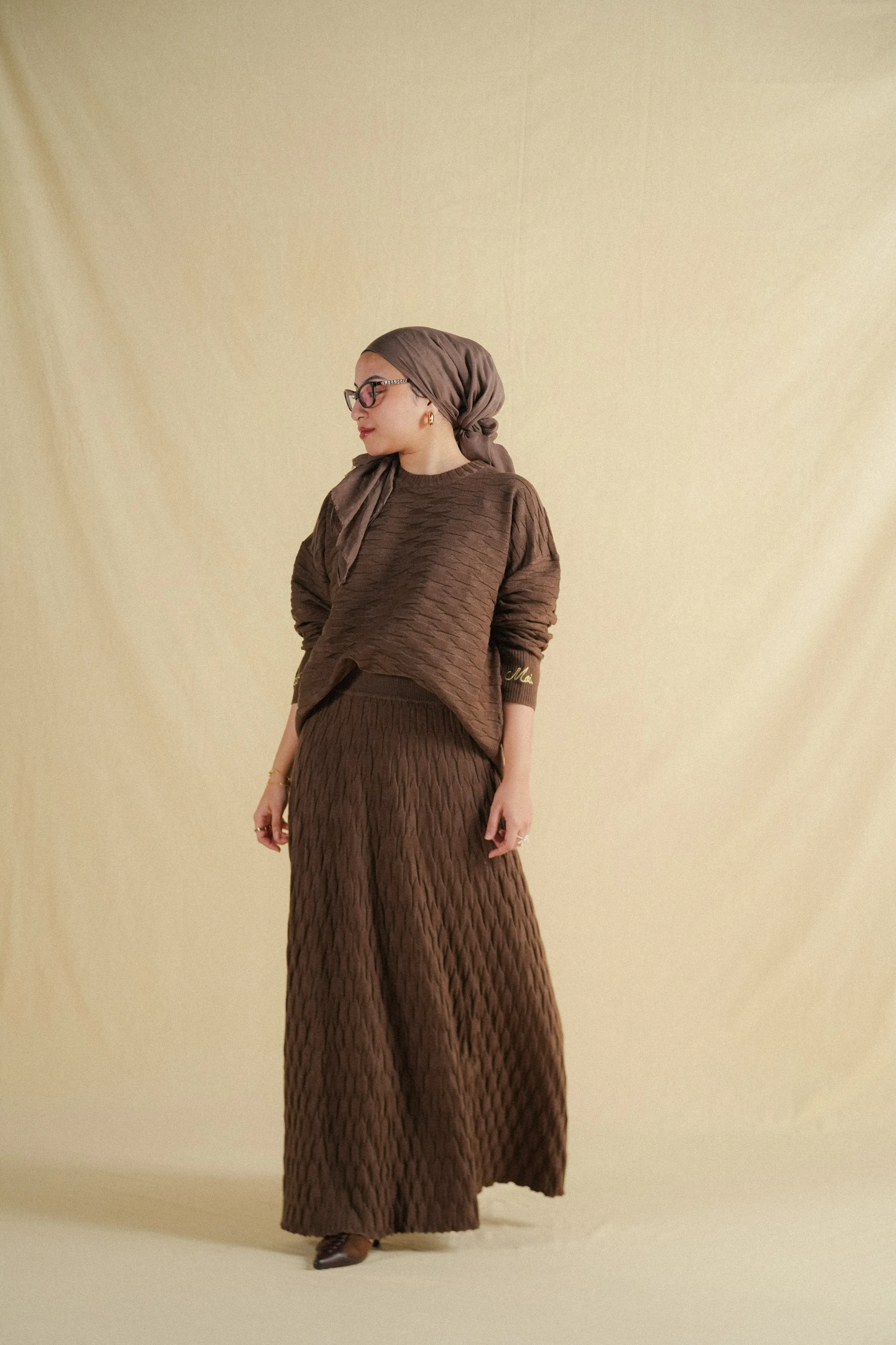 NUVOLA KNIT SKIRT IN ESPRESSO