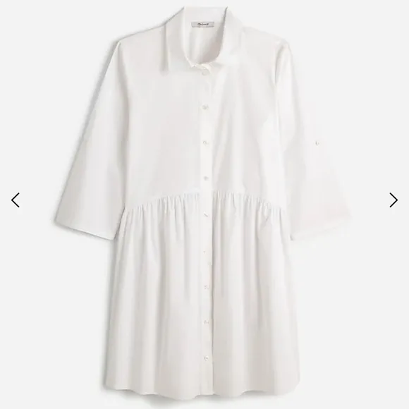 NWT Madewell Classic button front shirt dress poplin white small