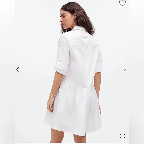 NWT Madewell Classic button front shirt dress poplin white small