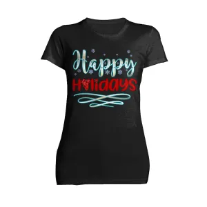 NYE Happy Holidays Snowflake Sparkle Xmas Eve Bling Party Women's T-Shirt