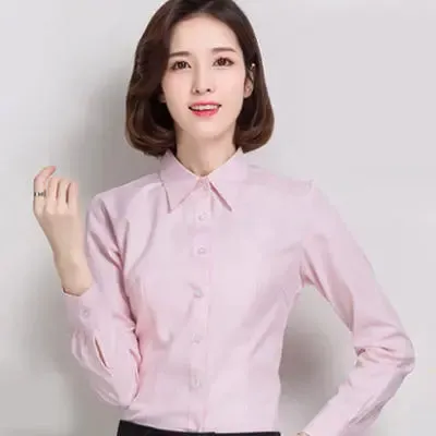 Obsidian Phoenix  Women’s White Shirt - Long Sleeve Elegant Blouse, OL Basic Top for Fashionable Wear
