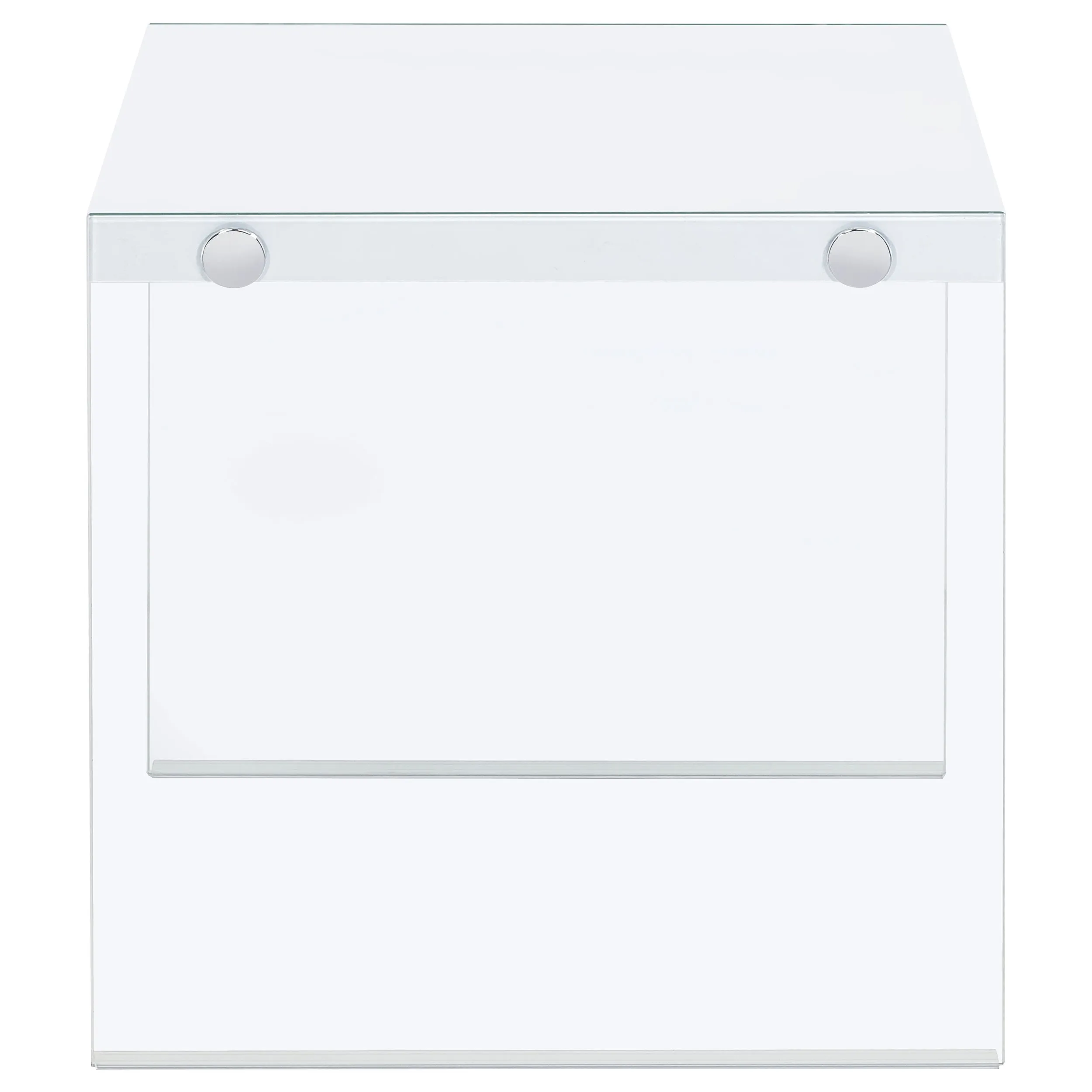 Opal Square Glass Frame Side End Table White High Gloss