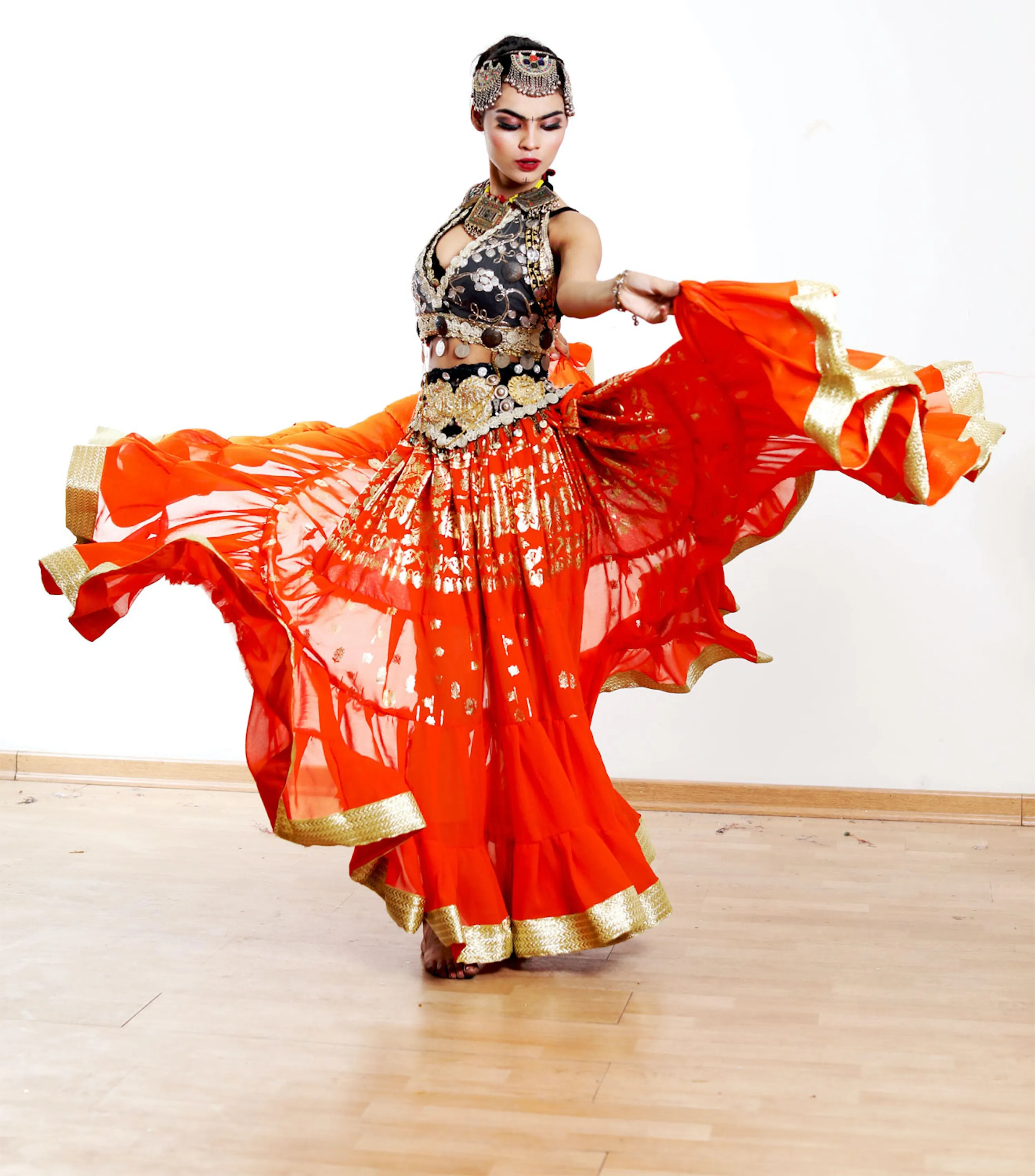 Orange skirt with gold border