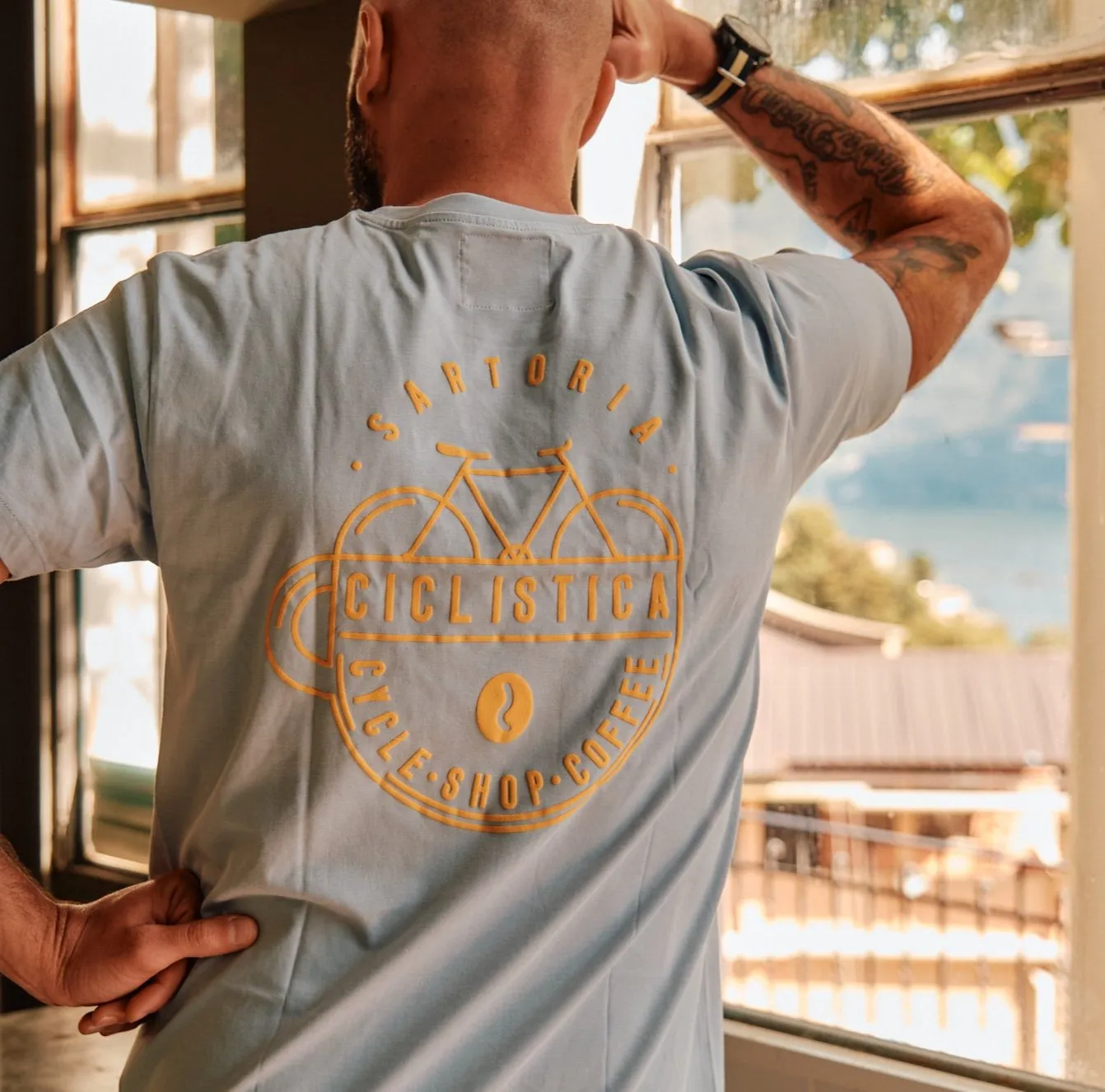 Organic Cotton Tshirt - Coppi Blue Sartoria Ciclistica - Unisex