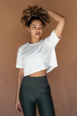Organic Crop Tee - Stonewash Cream