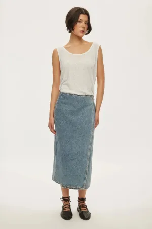 Oval Square Soul Denim Skirt // Ice Blue Wash