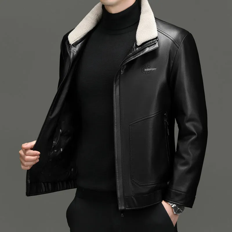 Padded Windproof PU Jacket for Versatile Business Looks