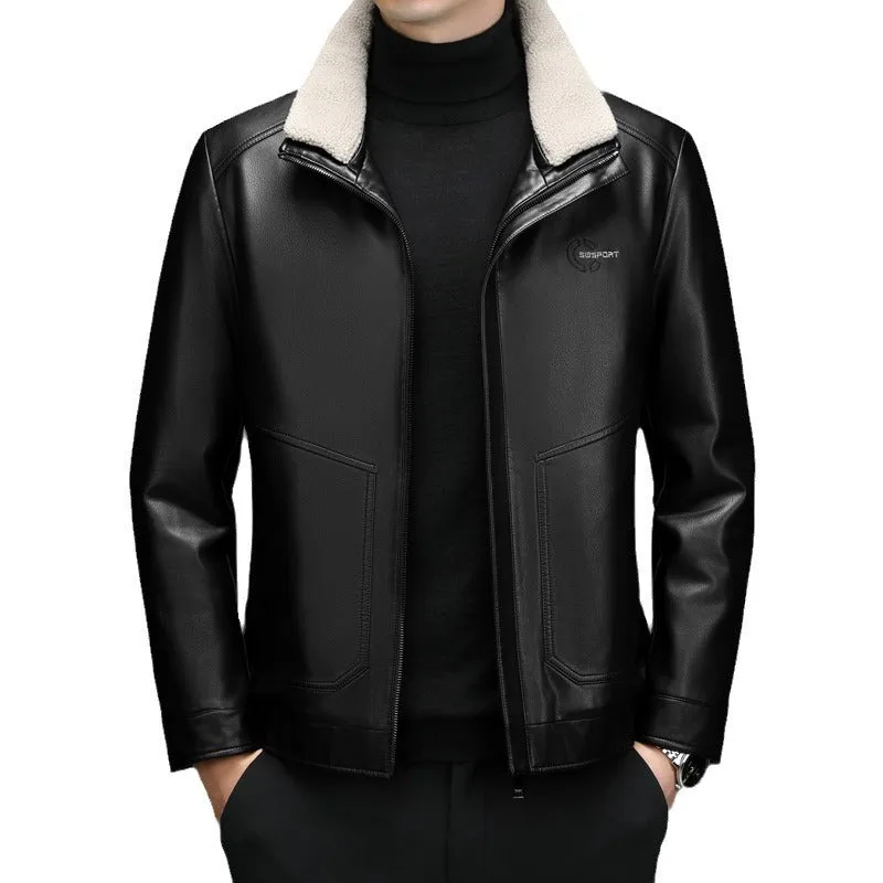 Padded Windproof PU Jacket for Versatile Business Looks