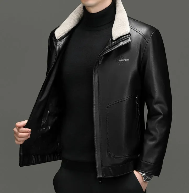 Padded Windproof PU Jacket for Versatile Business Looks