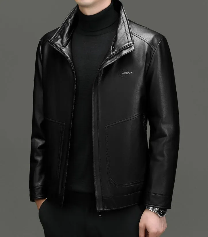 Padded Windproof PU Jacket for Versatile Business Looks