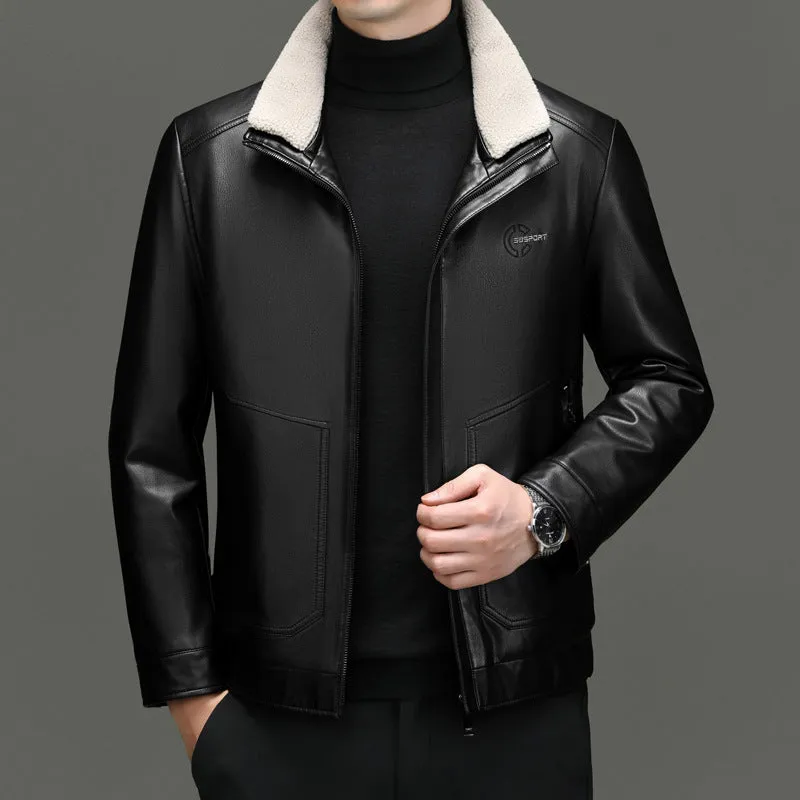Padded Windproof PU Jacket for Versatile Business Looks