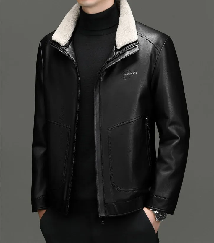 Padded Windproof PU Jacket for Versatile Business Looks