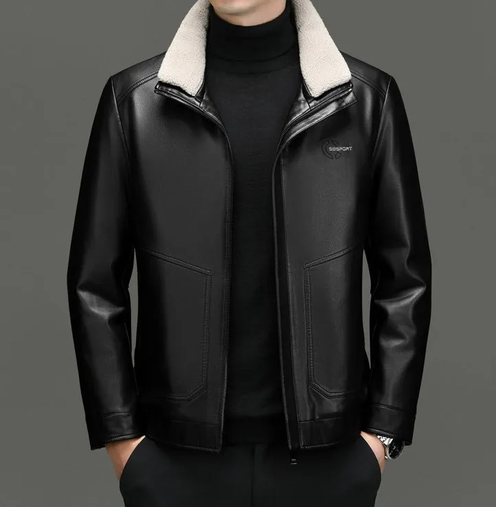 Padded Windproof PU Jacket for Versatile Business Looks