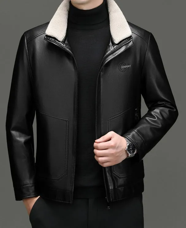Padded Windproof PU Jacket for Versatile Business Looks