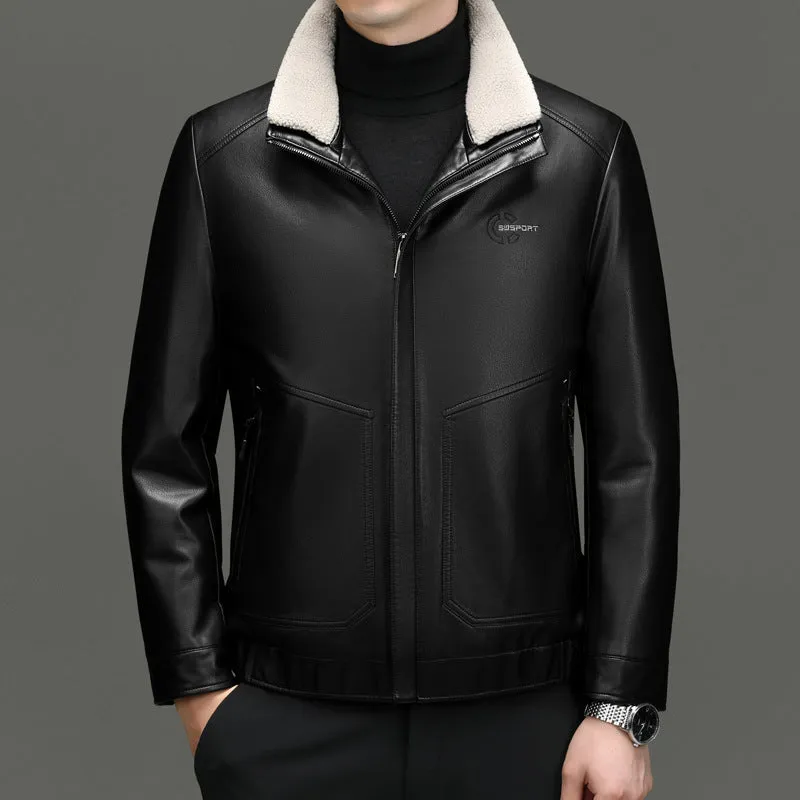 Padded Windproof PU Jacket for Versatile Business Looks