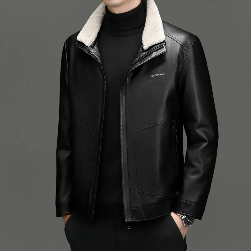 Padded Windproof PU Jacket for Versatile Business Looks